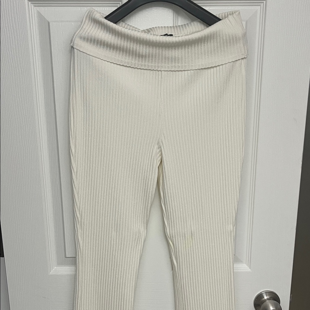 wild fable Cream Ribbed Fold-Over Waist Pants